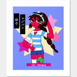 Yuri Marzipan the Oni - Cute Preppy (baby blue stripes) Posters and Art